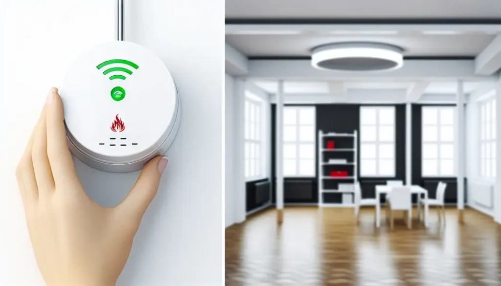 Hệ thống báo cháy không dây hoạt động trong văn phòng.
